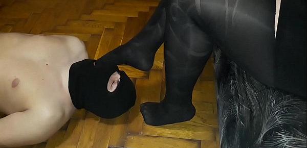  Dominant stepmom orders to kiss her legs. Footfetish